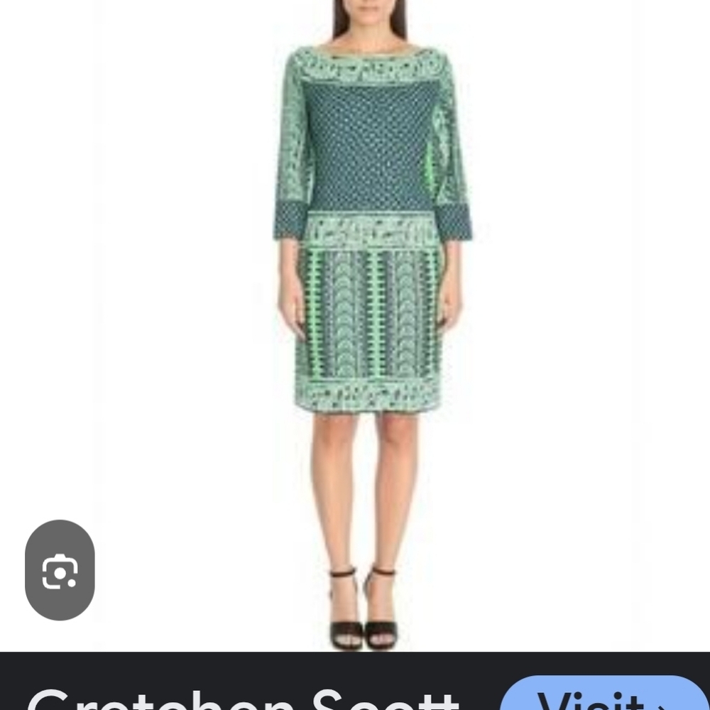 Gretchen Scott Designs Geometric Green and Black Dress